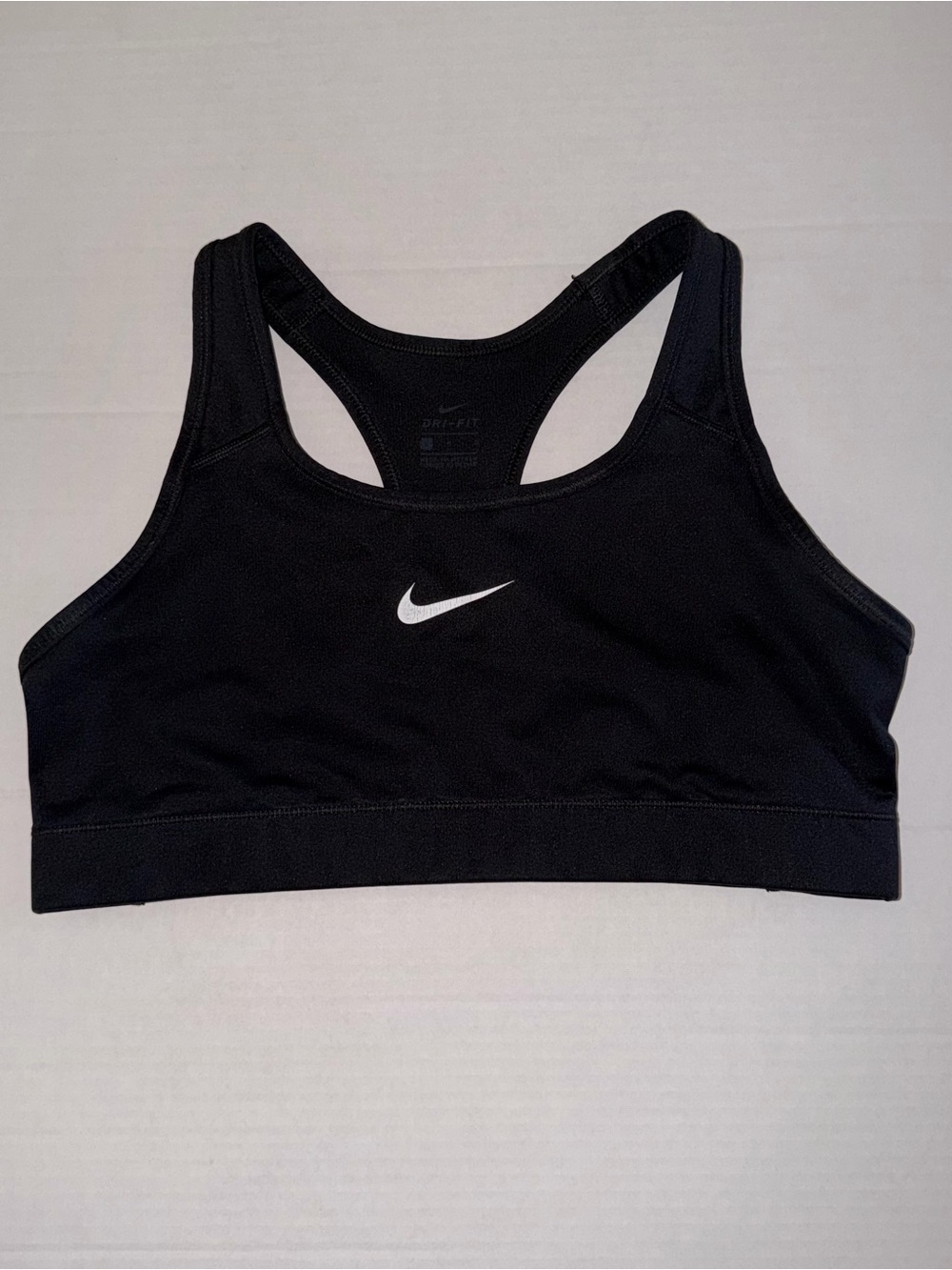 Nike Black Racerback Dri-FIT Sports Bra with White Swoosh